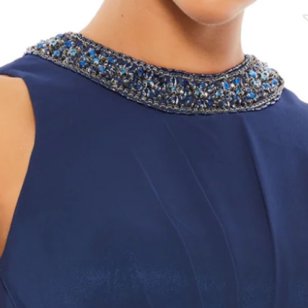 MAC DUGGAL SZ 4 BEJEWELED NECKLINE CHIFFON DRESS NWT - Picture 4 of 4